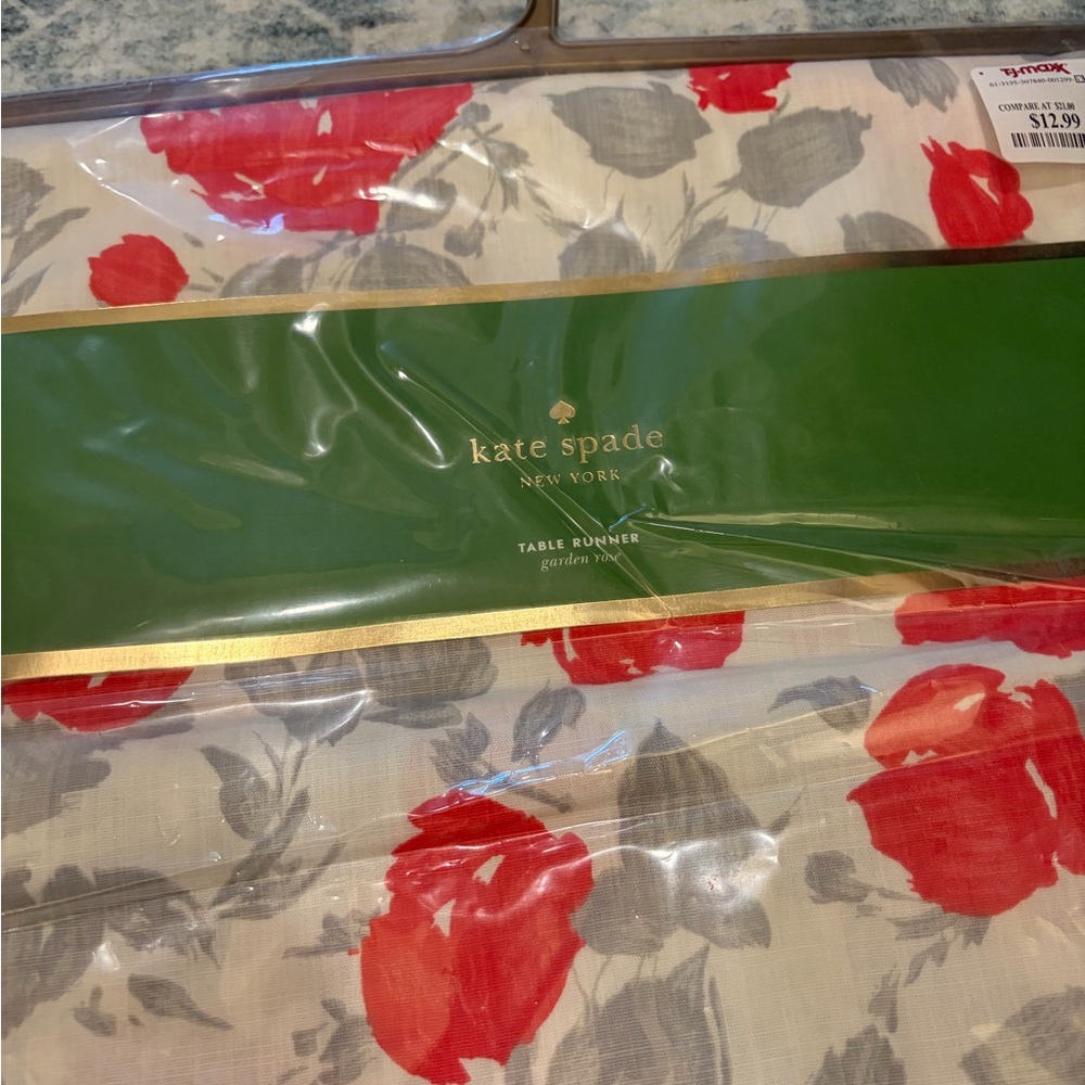 Kate Spade Red and Gray Floral Table Runner - Picture 2 of 3